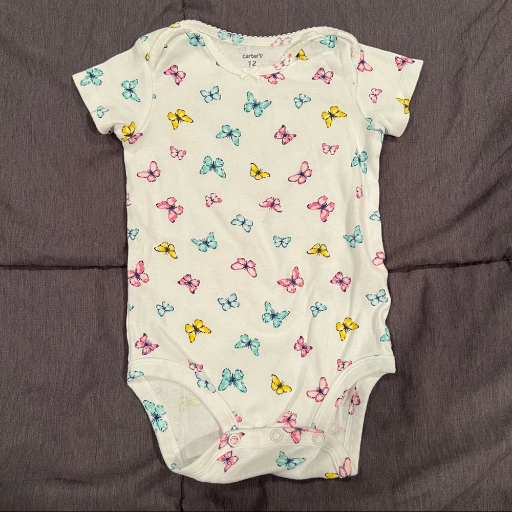 Carter’s Butterfly Matching Set Size 12M Pink White Blue Polka Dots Spring Love - Picture 6 of 9